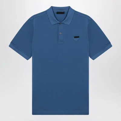 Prada Polo Shirt Chest Pocket Short Sleeves Collar In Blue
