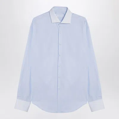 Prada Spread-collar Cotton Shirt In Blue