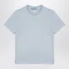 PRADA PRADA LIGHT BLUE COTTON T-SHIRT WITH WEAR WOMEN