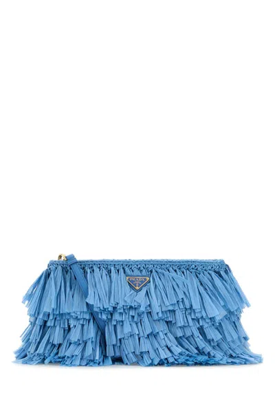 PRADA LIGHT BLUE CROCHET CLUTCH