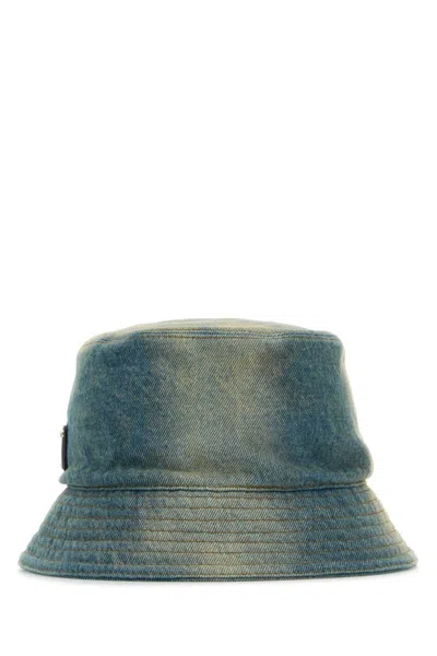 Prada Light Blue Denim Bucket Hat