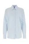 Prada Italian Collar Poplin Shirt In Light Blue