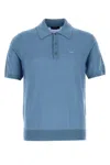 Prada Light Blue None Solid Shirt Collar Polo In Light Blue
