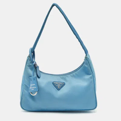 Pre-owned Prada Light Blue Nylon Re-edition 2000 Shoulder Bag