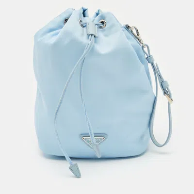 Pre-owned Prada Light Blue Nylon Re-nylon Drawstring Pouch