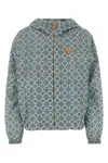 Prada Light Blue Printed Nylon Windbreaker In Blue