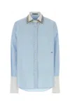 Prada Jewel-embellished Collar Shirt In Blue