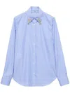 Prada Light Blue Regular Stripes Shirt In Blue