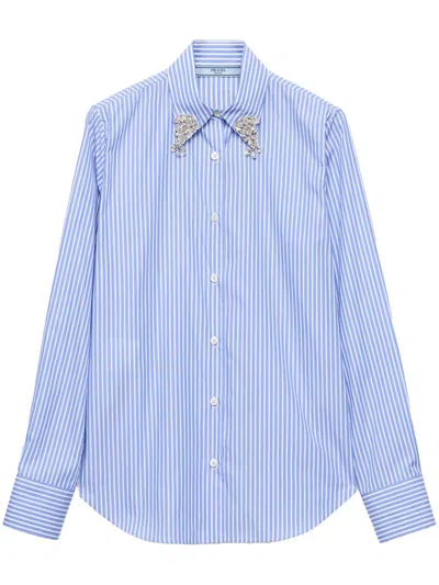 Prada Light Blue Regular Stripes Shirt