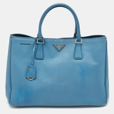 Pre-owned Prada Light Blue Saffiano Lux Leather Large Gardener's Tote