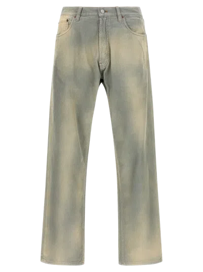 Prada Light Blue Stonewashed Corduroy Jeans In Gray