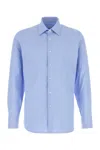 Prada Light Blue Stretch Poplin Shirt In Blue