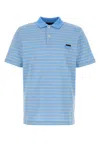 Prada Light Blue Striped Polo Shirt In Blue