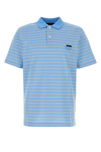 Prada Light Blue Striped Polo Shirt