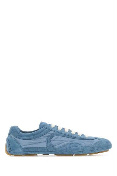 Prada Light Blue Suede And Re-nylon Montecarlo Re-edition 2005 Sneakers In Multi