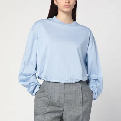 Prada Light Blue Sweater With Elastic Hem