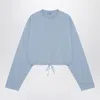 Prada Crew Neck Cropped Top Drawstring Hem In Blue
