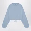 Prada Crew Neck Cropped Top Drawstring Hem In Blue