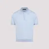 Prada Short-sleeved Wool Polo T-shirt In Light Blue