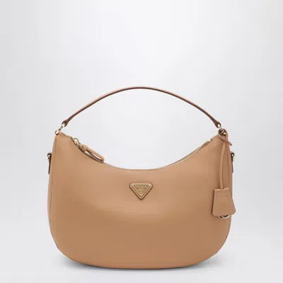 Prada Light Brown Leather Shoulder Bag In Nude