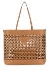 Prada Large Perforated Leather Tote Bag In Light Brown