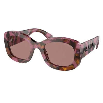 Prada Light Brown Oval Ladies Sunglasses Pr A13s 18n10d 54