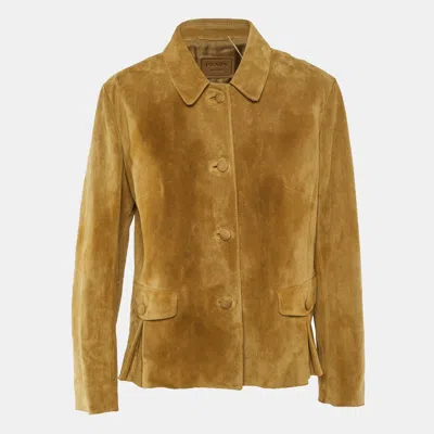Pre-owned Prada Light Brown Suede Button Front Jacket M