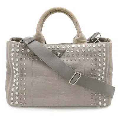 Pre-owned Prada Light Gray Denim Shoulder Bag Tote Bag ()