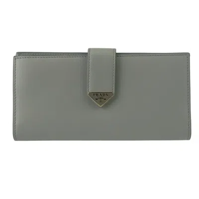 Pre-owned Prada Light Gray Leather Long Wallet (bi-fold) ()