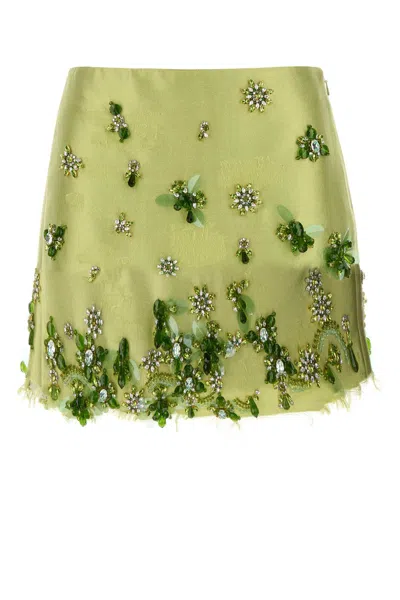 Prada Light Green Silk Blend Mini Skirt