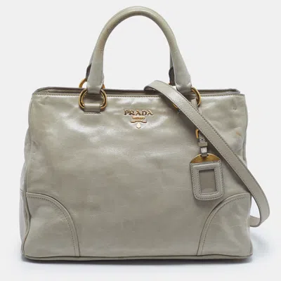Pre-owned Prada Light Green Vitello Shine Leather Tote