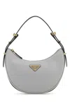 Prada Light Grey Leather  Arque Bag Women In Grey