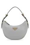 Prada Light Grey Leather  Arque Bag Women In Graniton