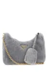 Prada Shearling Shoulder Bag Detachable Strap In Blue