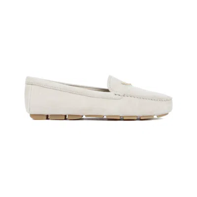 PRADA LIGHT GREY SUEDE GOAT LEATHER LOAFERS