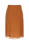 Prada Double Layer Semi-sheer Midi Skirt In Silver