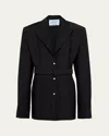 Prada Light Mohair Belted Blazer In Nero
