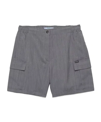 Prada Womens Grey Light Mohair Wool Shorts In Multi