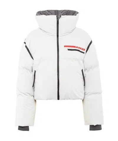 Prada Light Nylon Down Jacket In Chalk/grey