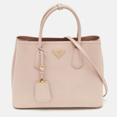 Pre-owned Prada Light Pink Leather Medium Double Handle Tote