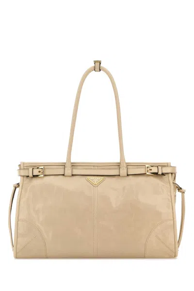 Prada Light Pink Leather Shoulder Bag In Neutral