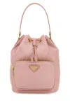 Prada Re-nylon Triangle-logo Drawstring Bucket Bag In Light Purple