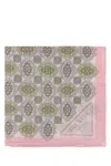 Prada Patterned Cotton Scarf With Fringed Edges In Light Pink