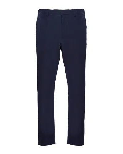 Prada Light Stretch Technical Fabric Trousers In Navy Blue