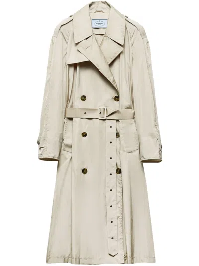 Prada Light Trench Coat In Green