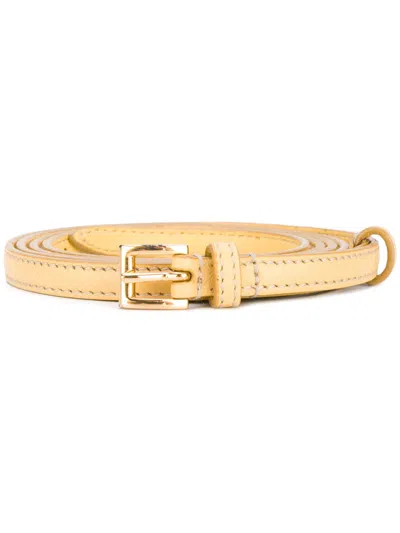 Prada Light Yellow Logo Buckle Belt In White