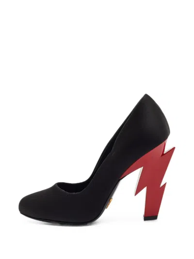 Pre-owned Prada Lightning Bolt Heel Pumps In Black