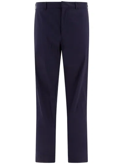 Prada Lightweight Cotton Trousers In Blue