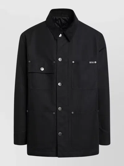 Prada Canvas Jacket Casual Style Long Sleeves Pockets In Black