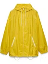 Prada Triangle Logo Hooded Rain Jacket In Yellow